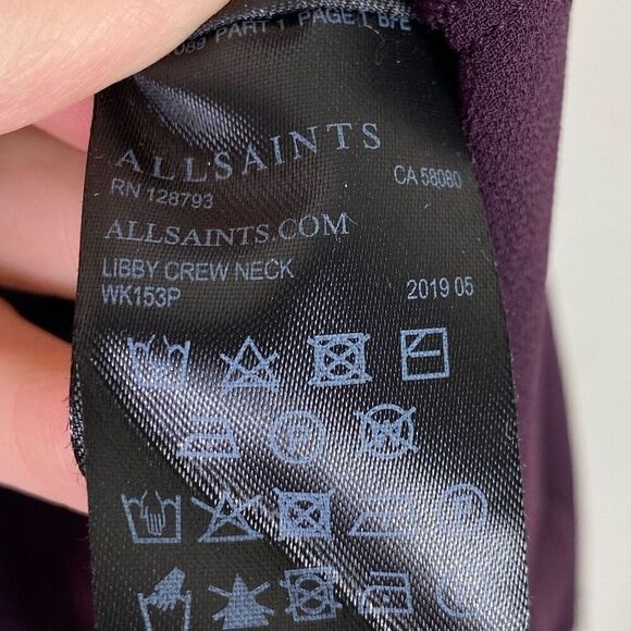 Allsaints Purple Libby Crewneck 100% Merino Wool Long Sleeve Tunic Sweater Sz S - Picture 8 of 8